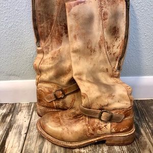 Bed Stu Tan Distressed Leather Heeled Boots
